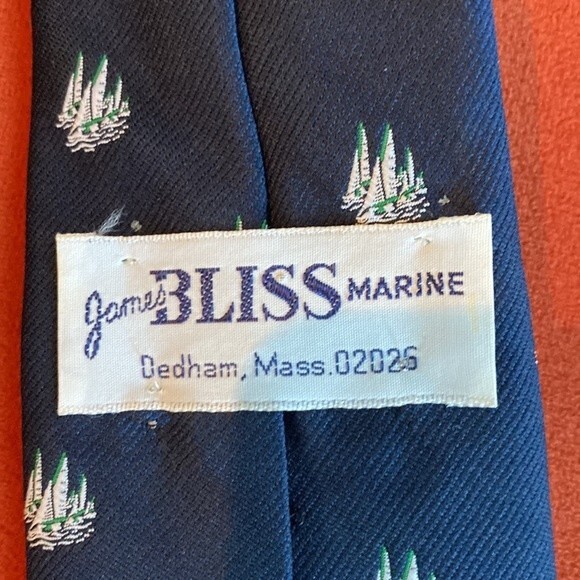 Vintage navy blue  sailboat tie.  Nautical, preppy, academia, oh my. - Picture 3 of 5